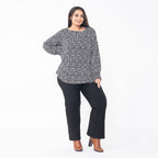 TAMSY 100% Viscose Floral Printed Full Sleeve Top with Smoking Elastic at Cuffs (Size XL,20-22) - Navy