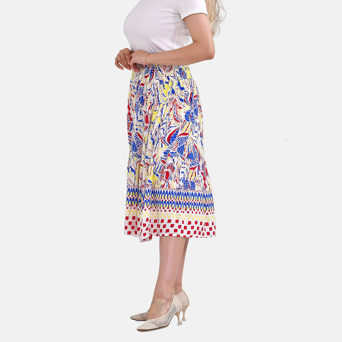 TAMSY Floral Pattern Elastic Waist Summer Maxi Skirt 7750421 2