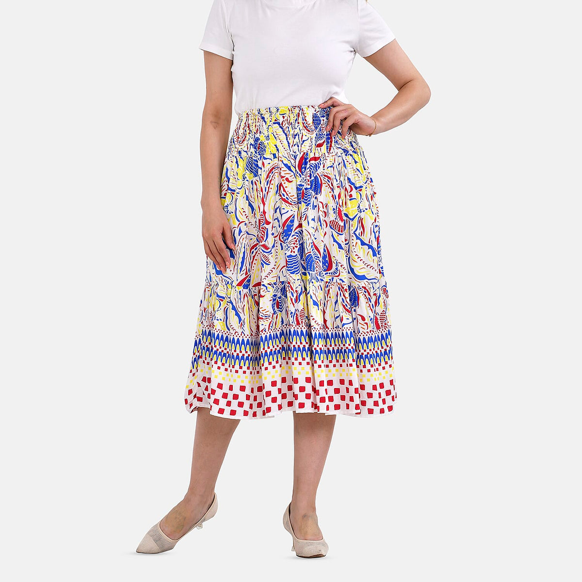 TAMSY Floral Pattern Elastic Waist Summer Maxi Skirt 7750421 3