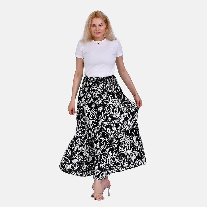 TAMSY Elastic Waist Summer Floral Print Maxi Skirt 7719235 1