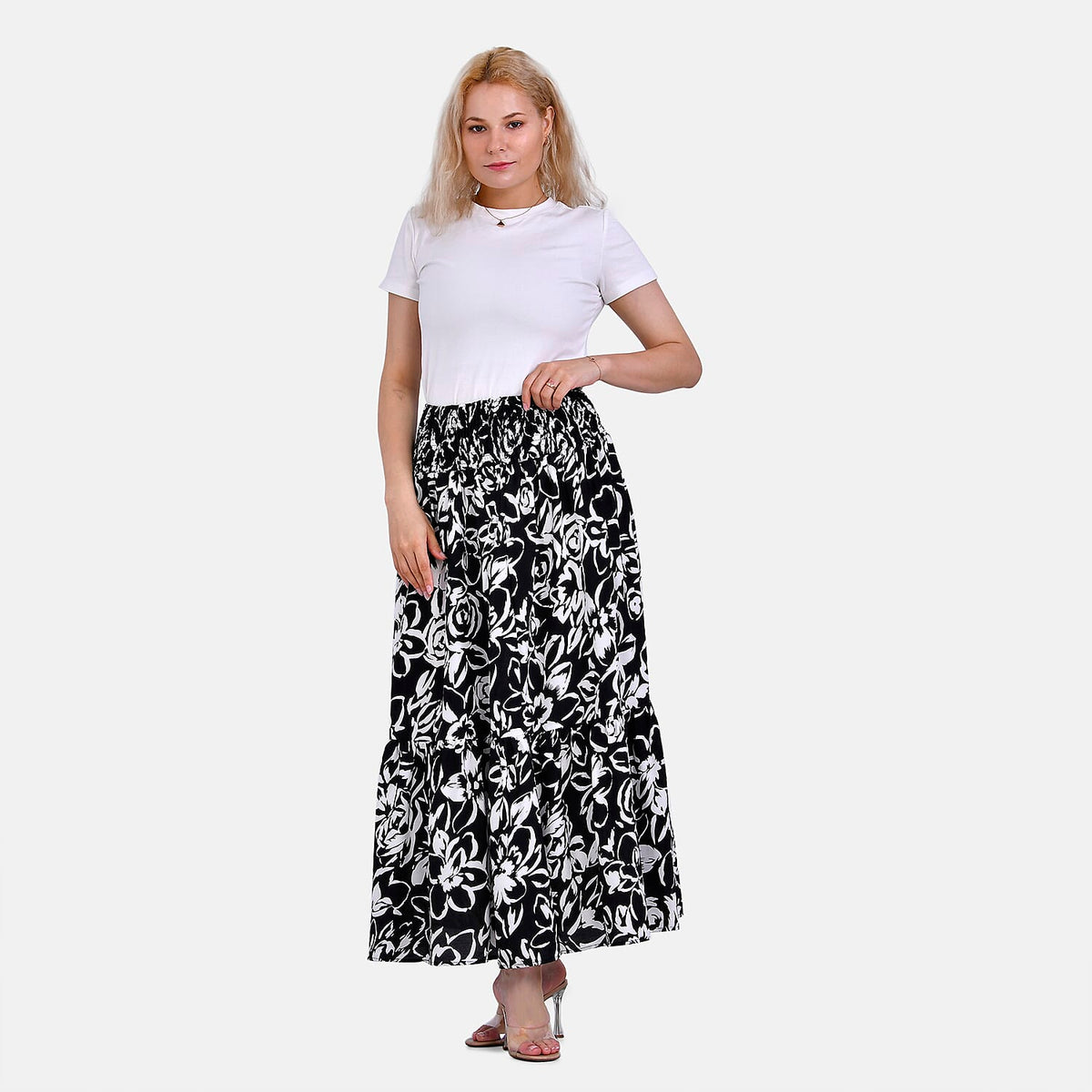 TAMSY Elastic Waist Summer Floral Print Maxi Skirt 7719235 3
