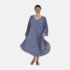 TAMSY 100% Viscose Printed Midi Dress (One Size, 8-18) - Blue