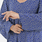TAMSY 100% Viscose Printed Midi Dress (One Size, 8-18) - Blue