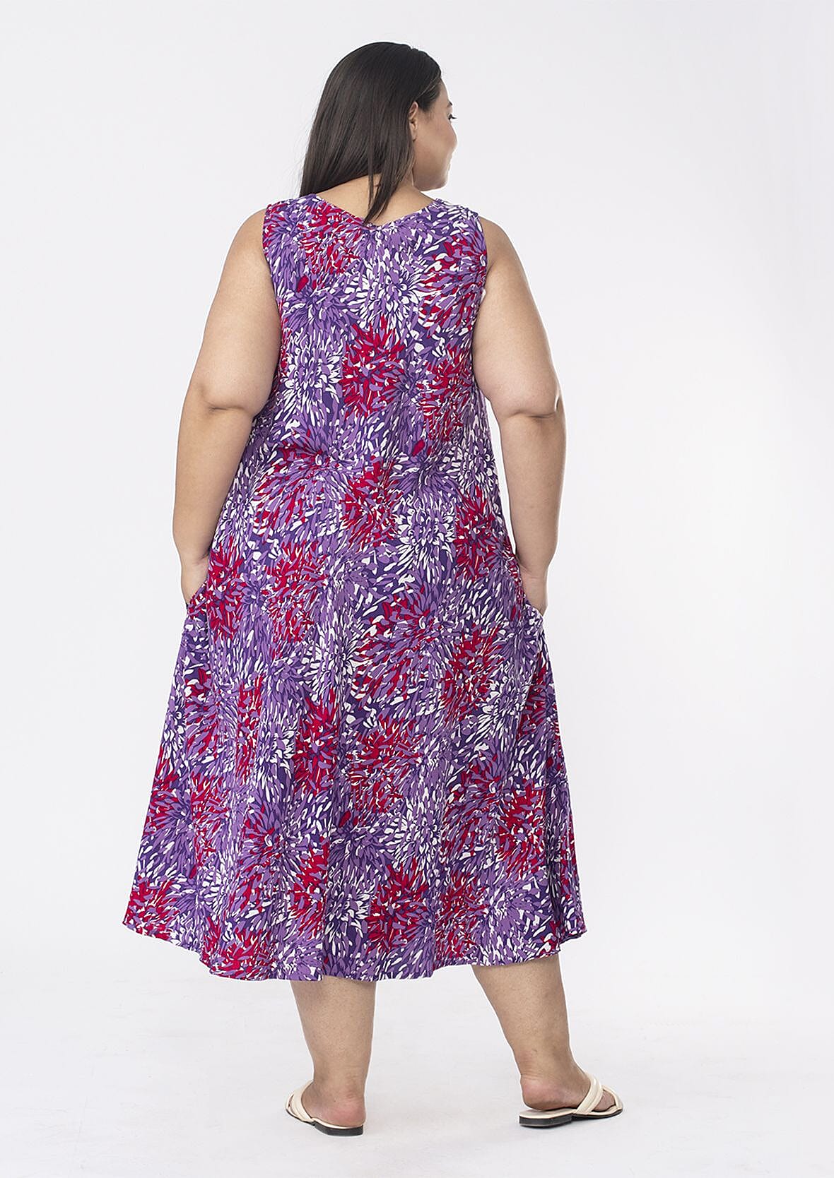 TAMSY Printed Midi Dress with Pockets - Purple and Red 7361659 2