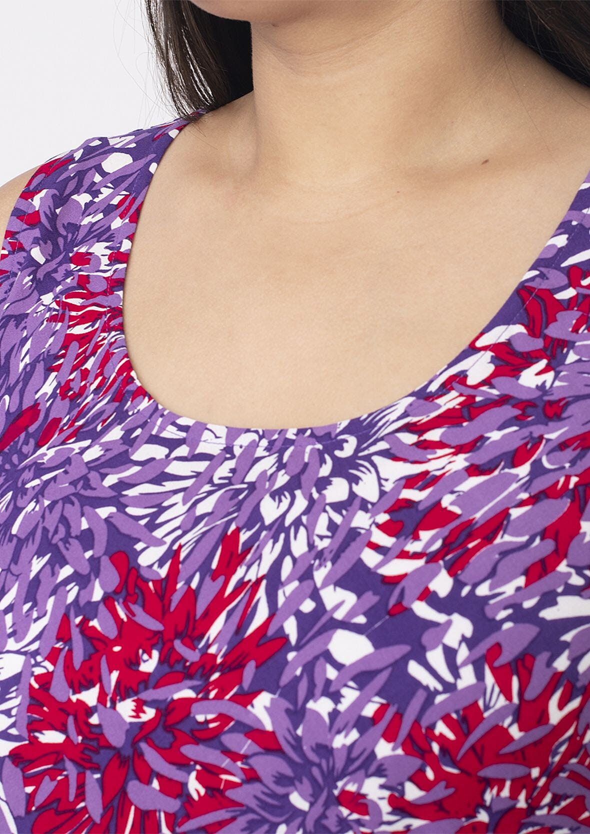 TAMSY Printed Midi Dress with Pockets - Purple and Red 7361659 5