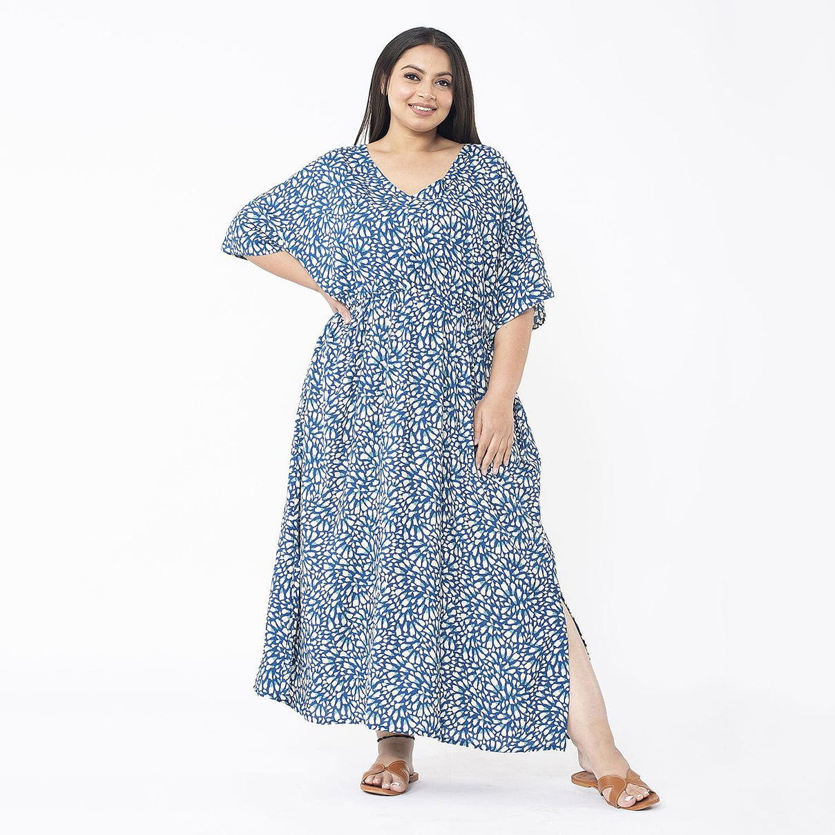 Tamsy Printed Dress (One Size Curve) â€“ Teal 7622033 0