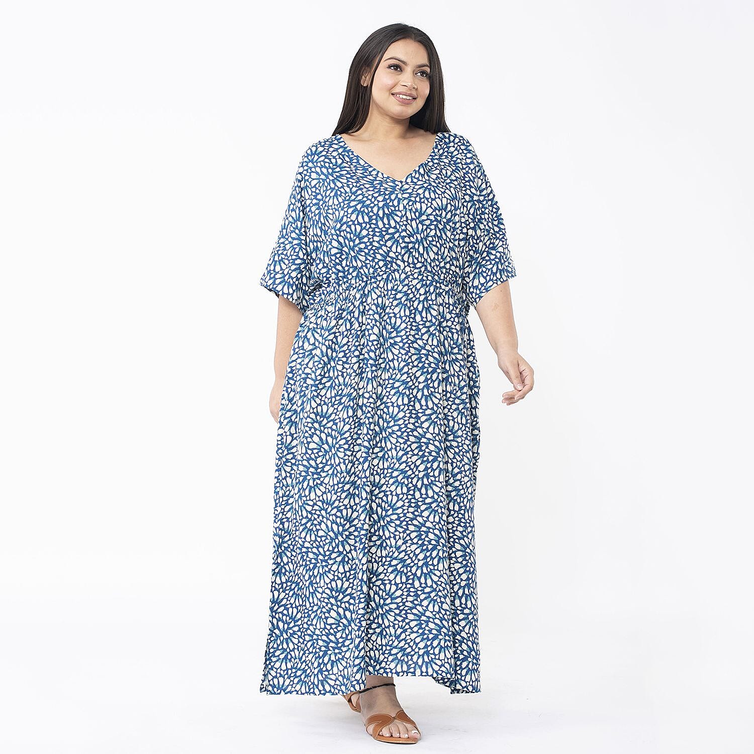 Tamsy Printed Dress (One Size Curve) â€“ Teal 7622033 3