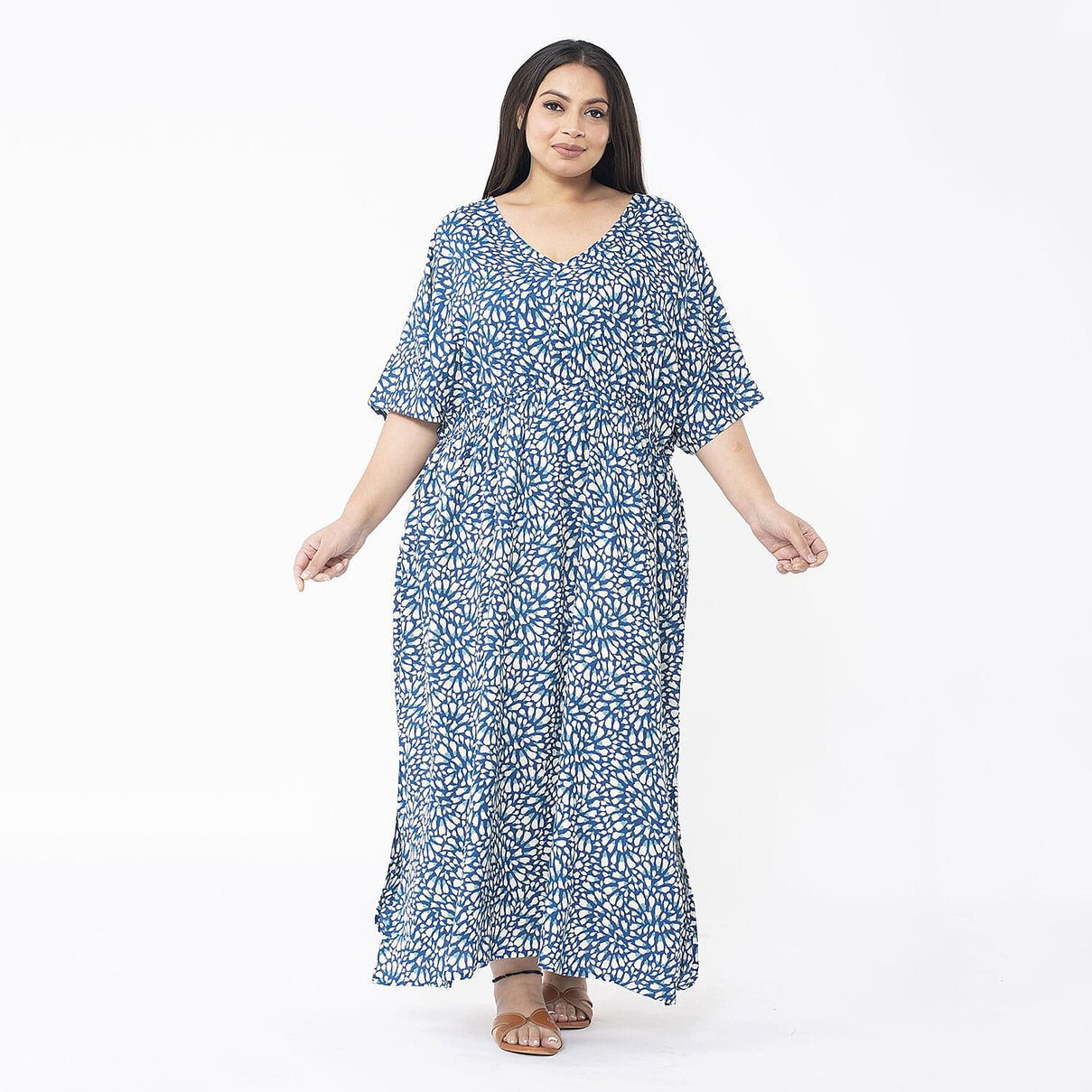 Tamsy Printed Dress (One Size Curve) â€“ Teal 7622033 4