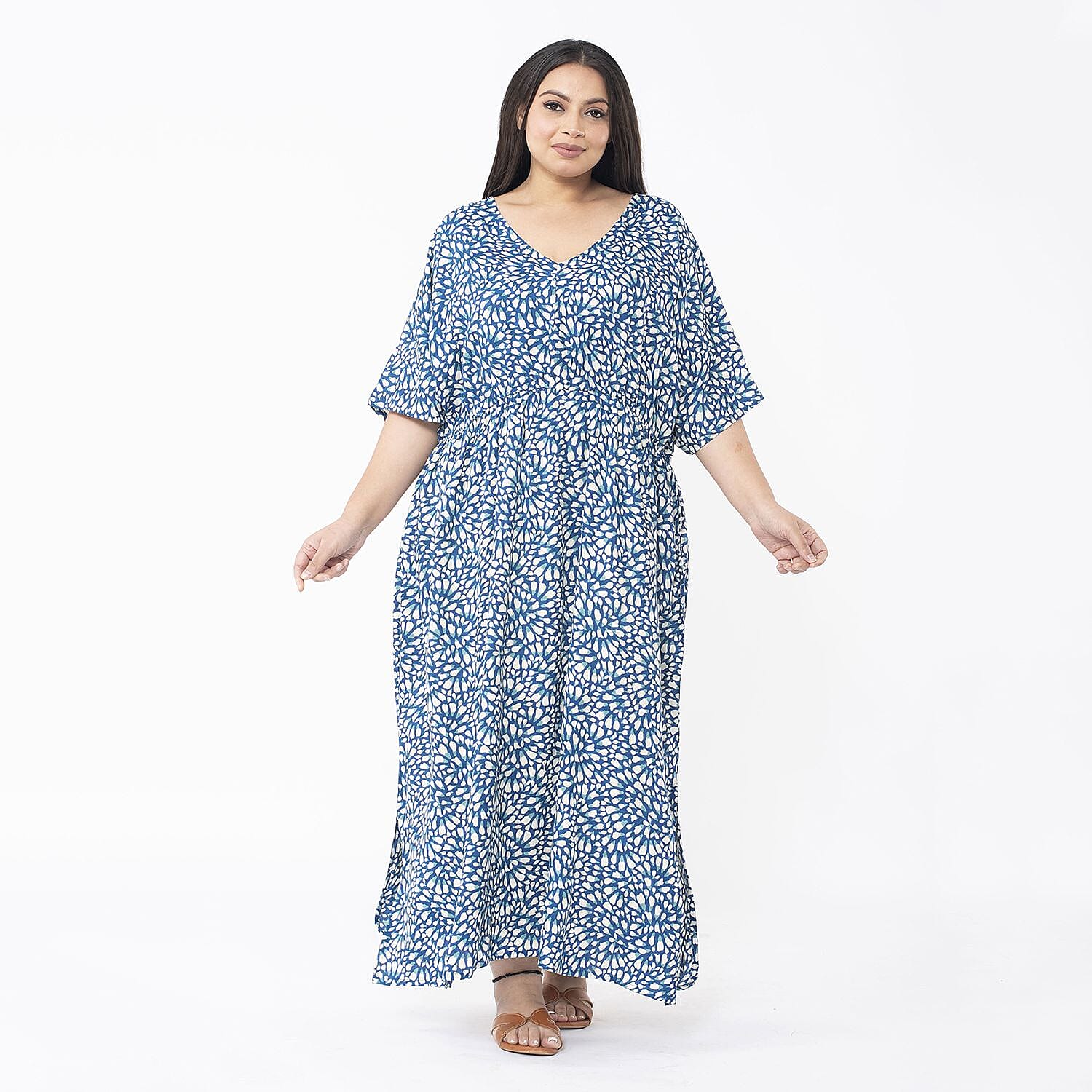 Tamsy Printed Dress (One Size Curve) â€“ Teal 7622033 4