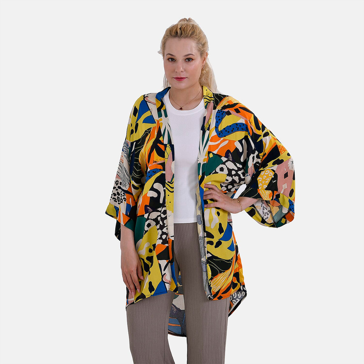TAMSY Whimsical Art Pattern Kimono 7774793 3