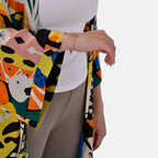 TAMSY 100% Viscose Whimsical Art Pattern Kimono (One Size) - Black & Multi