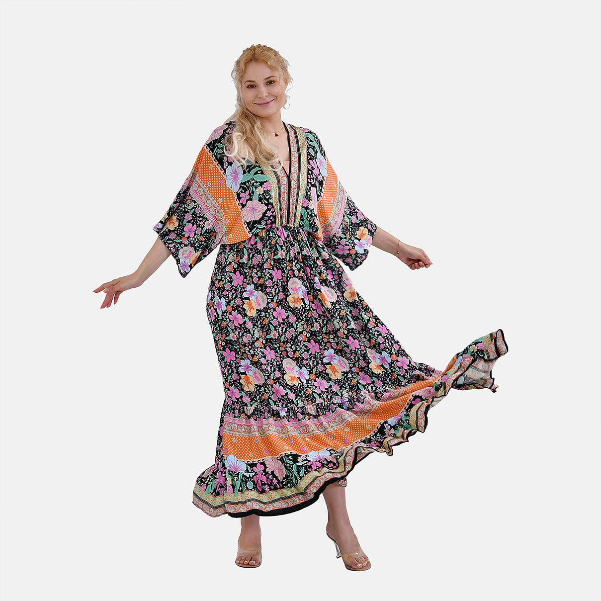 TAMSY Mixed Printed Elastic Waist Maxi Dress 7747815 0