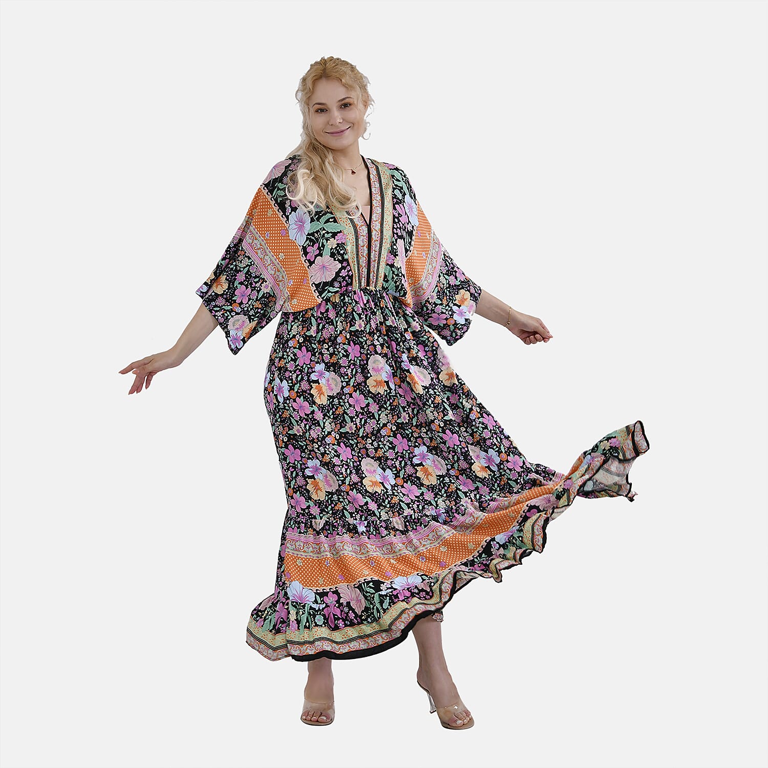 TAMSY Mixed Printed Elastic Waist Maxi Dress 7747815 0