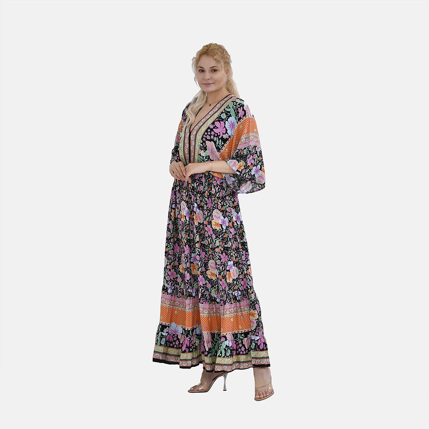 TAMSY Mixed Printed Elastic Waist Maxi Dress 7747815 3