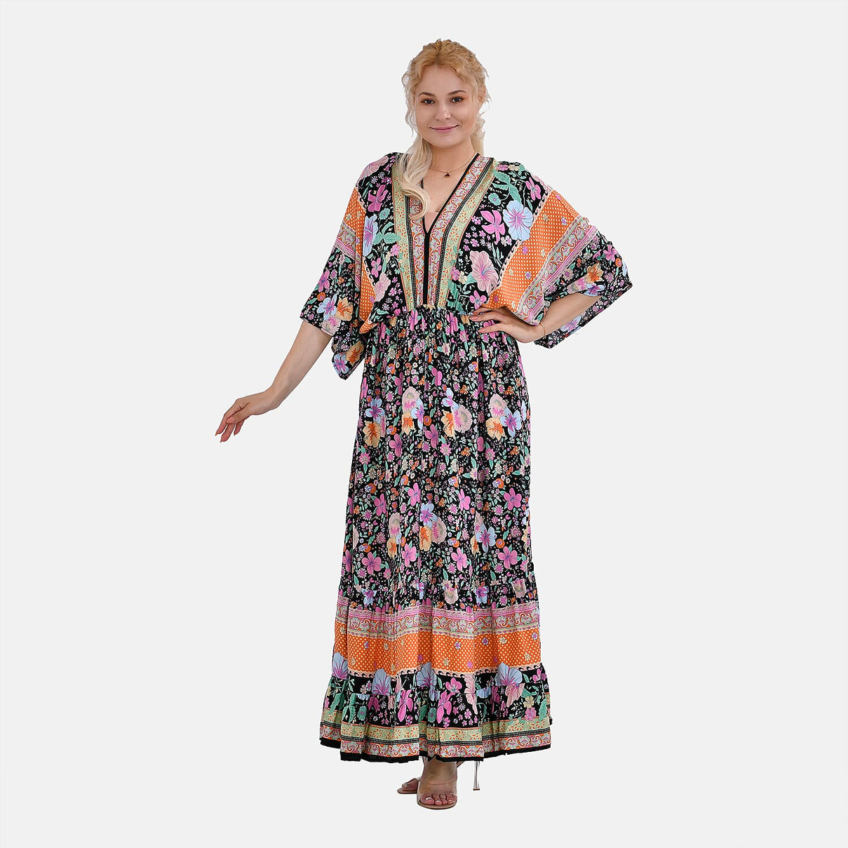 TAMSY Mixed Printed Elastic Waist Maxi Dress 7747815 4