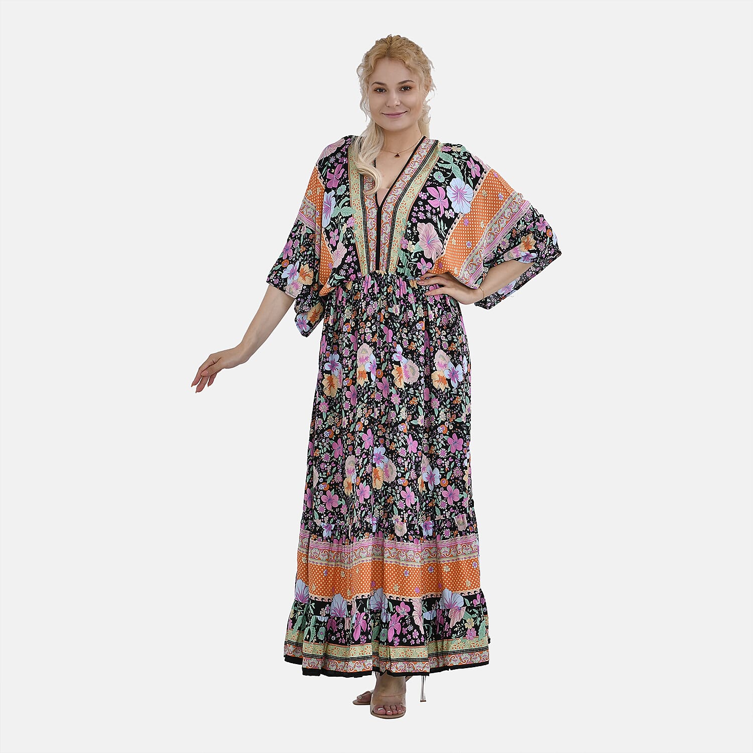 TAMSY Mixed Printed Elastic Waist Maxi Dress 7747815 4