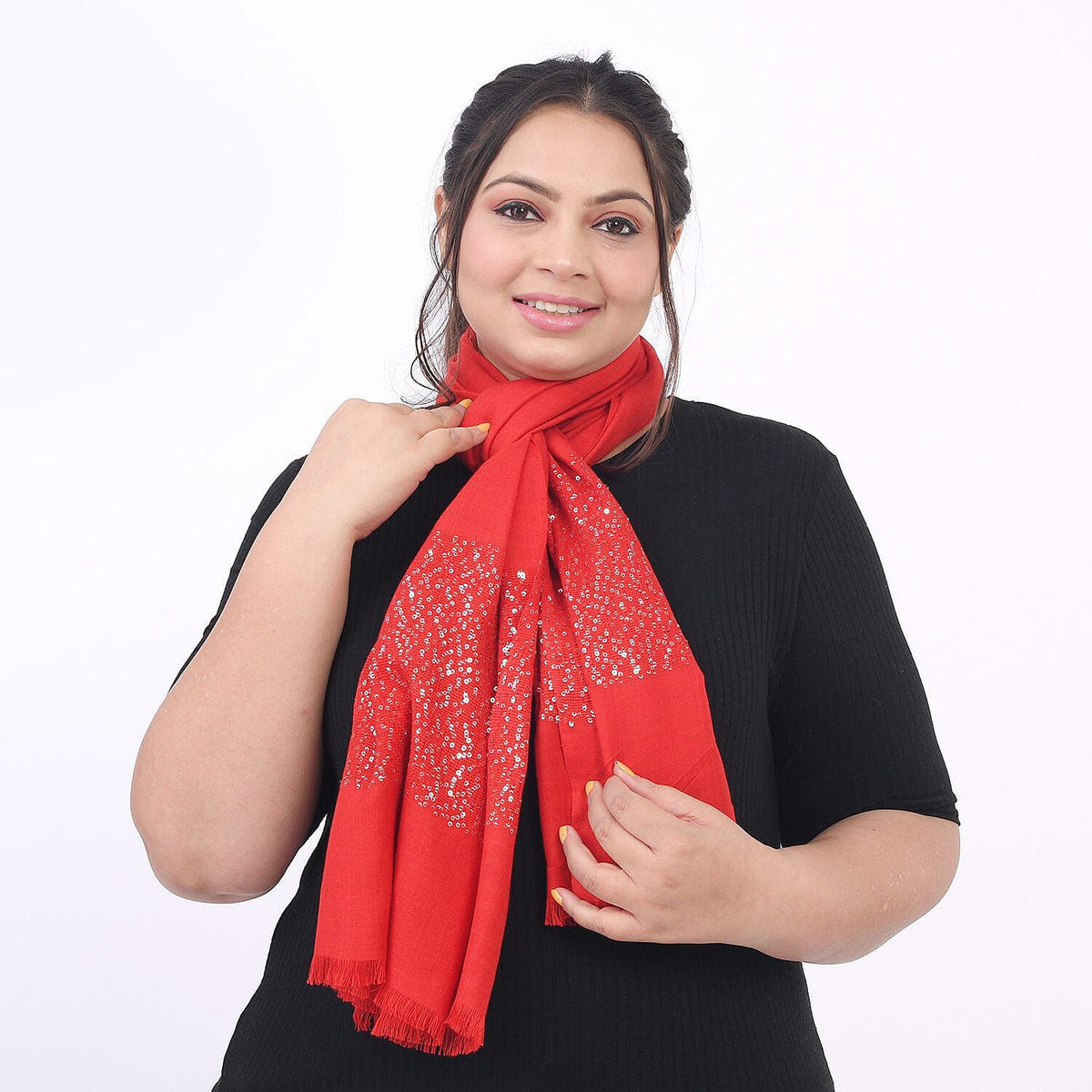 TAMSY Viscose Sequins Scarf  - Red 7272302 1