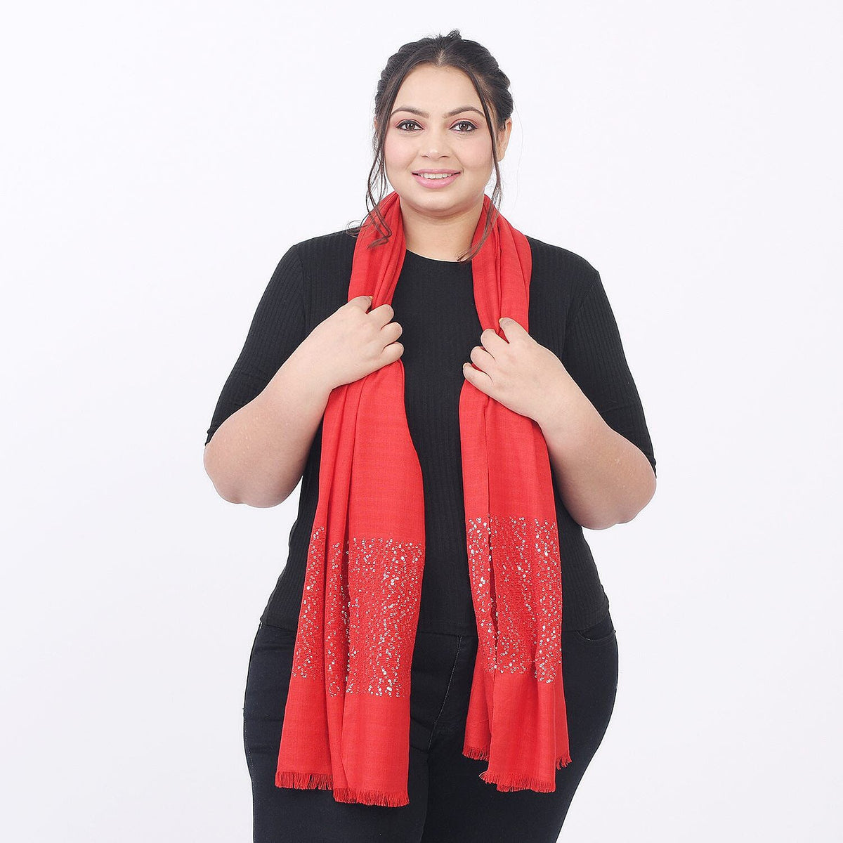 TAMSY Viscose Sequins Scarf  - Red 7272302 2