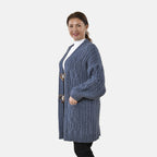 TAMSY Long Cardigan with Buttons (Size 8-22) - Blue