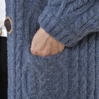 TAMSY Long Cardigan with Buttons (Size 8-22) - Blue