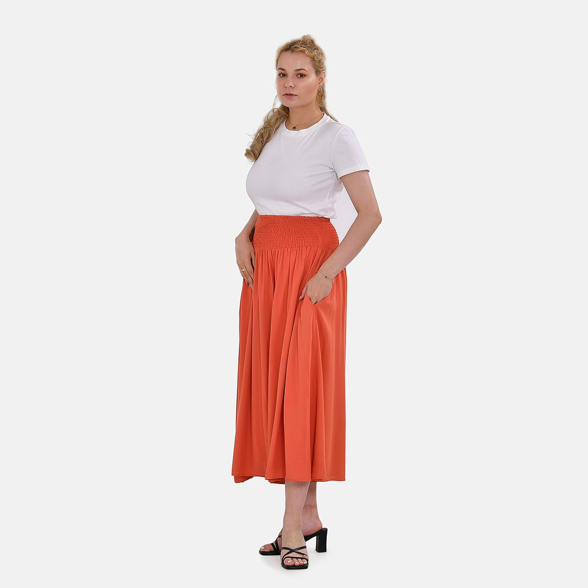 TAMSY Smocked Waist Women's Culottes Trousers 7701067 0