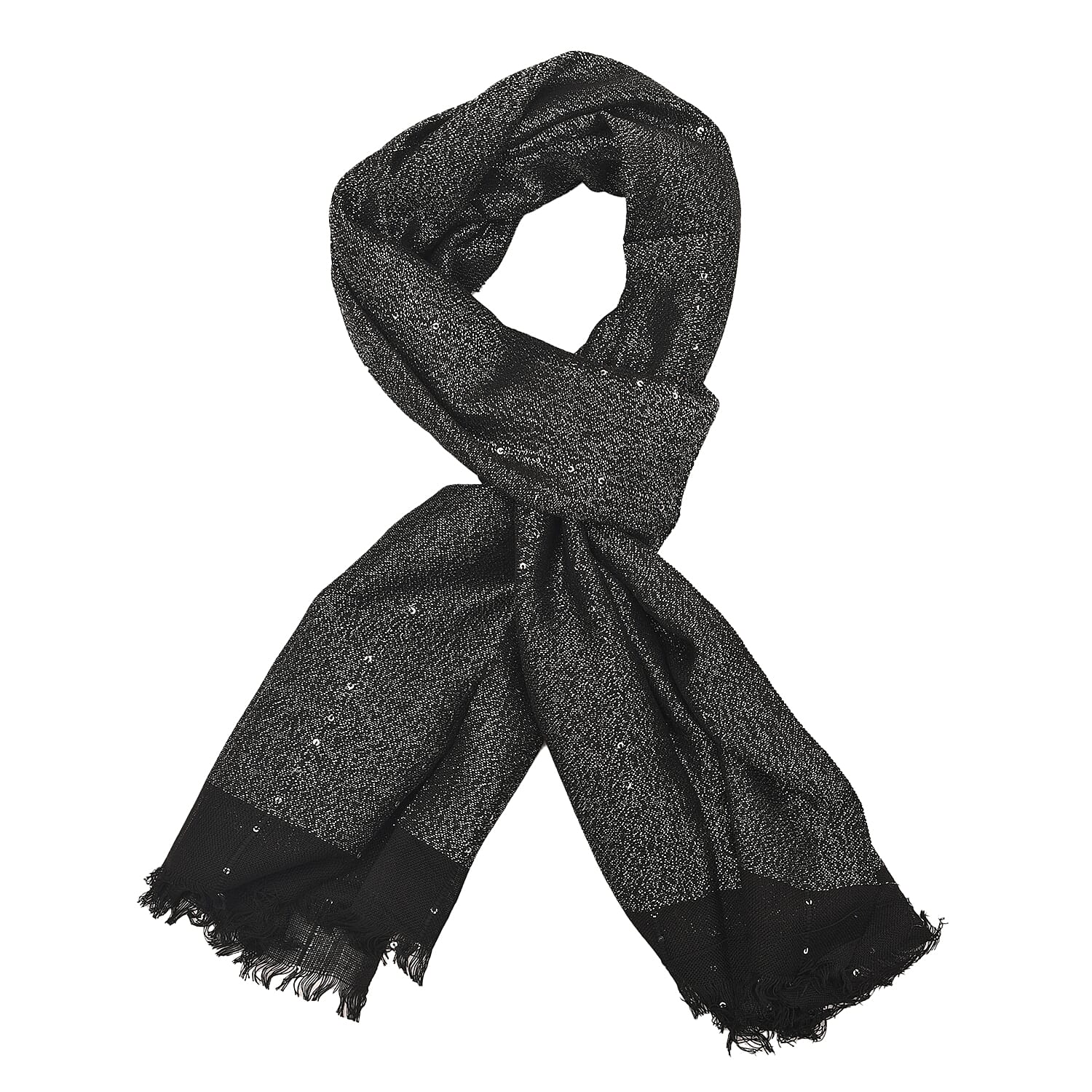 TAMSY Viscose Shiny Metallic Mesh Shawl - Black 7271976 6