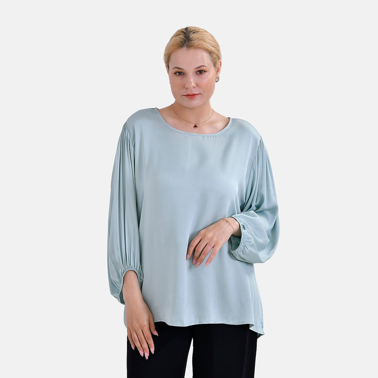 Tamsy 100% Viscose Relaxed Fit Blouse (Size 16-18) - Light Green 7724941 4