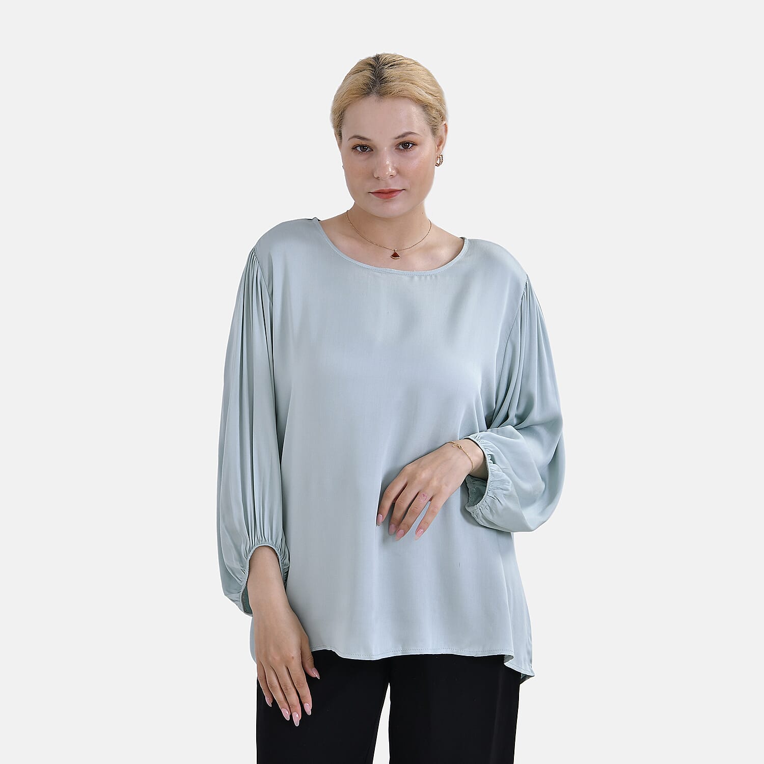 Tamsy 100% Viscose Relaxed Fit Blouse (Size 16-18) - Light Green 7724941 4