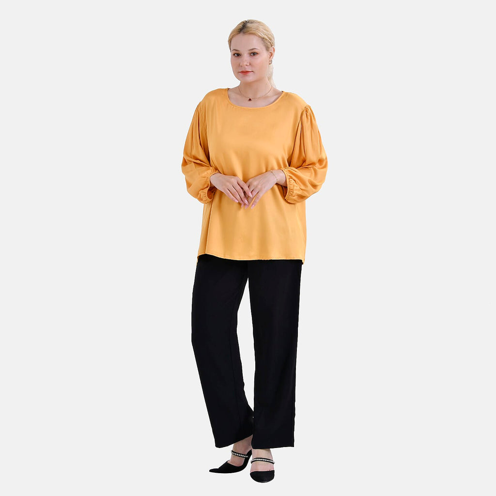 Tamsy 100% Viscose Relaxed Fit Blouse (Size 16 to18) - Yellow