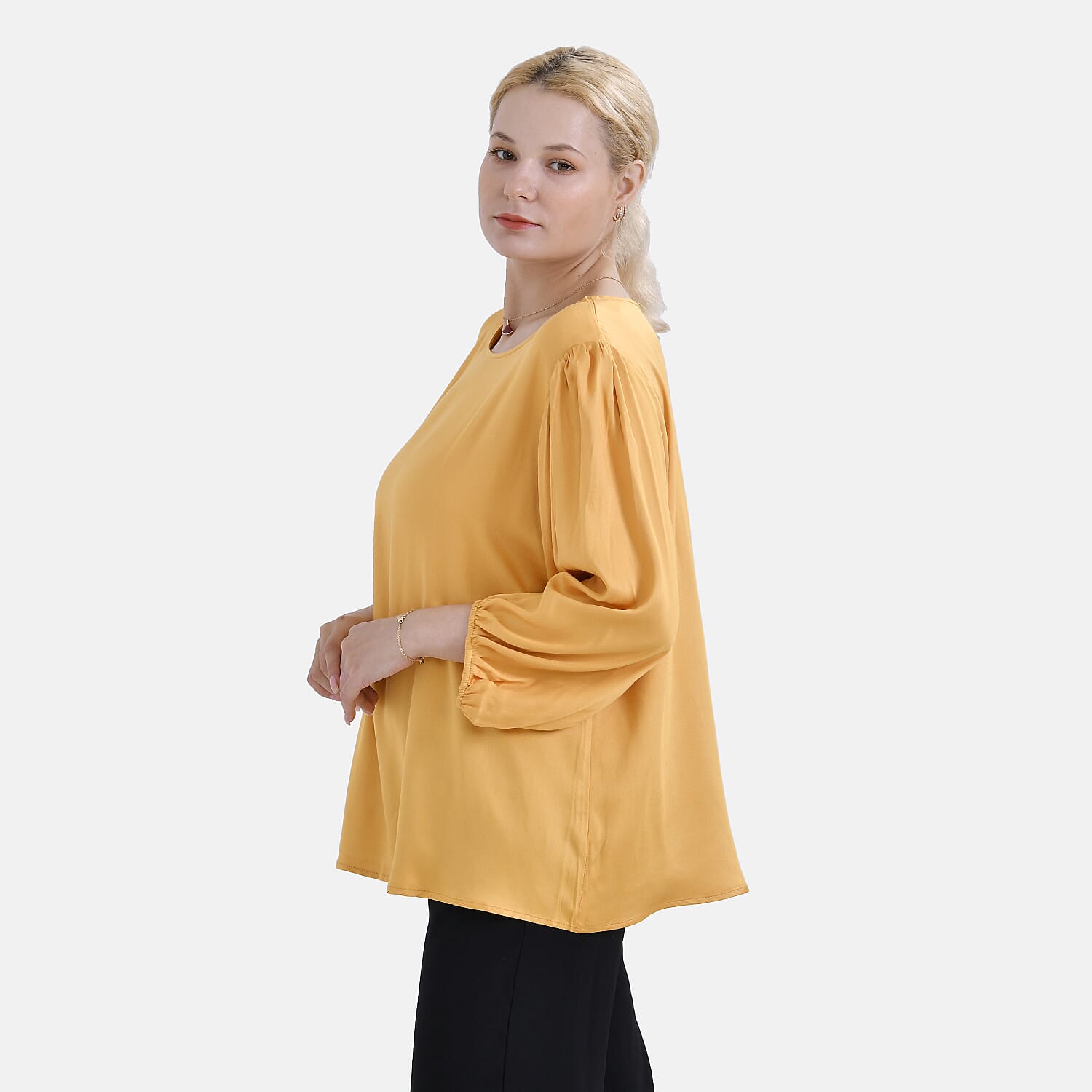 Tamsy 100% Viscose Relaxed Fit Blouse (Size 16 to18) - Yellow 7724955 3