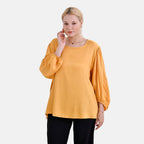 Tamsy 100% Viscose Relaxed Fit Blouse (Size 16 to18) - Yellow