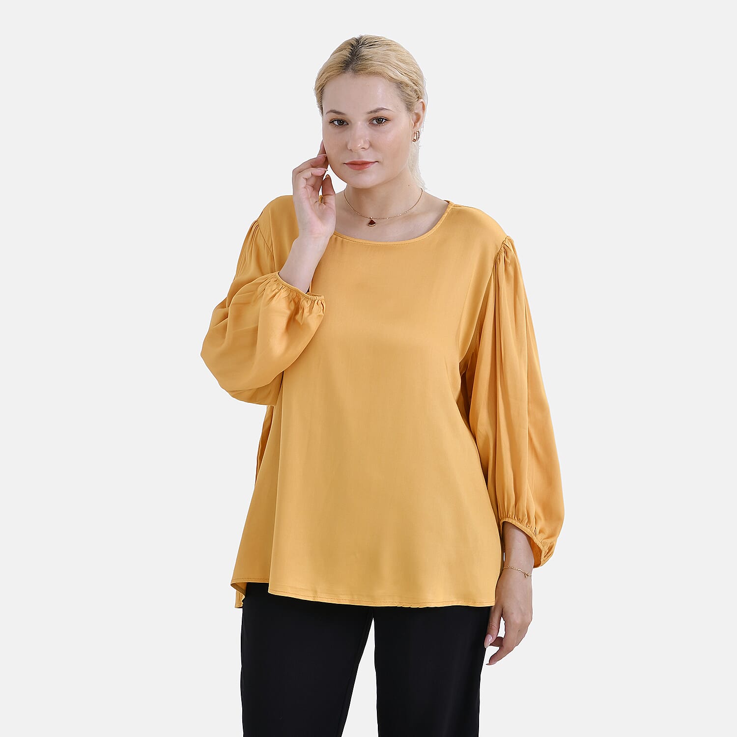 Tamsy 100% Viscose Relaxed Fit Blouse (Size 16 to18) - Yellow 7724955 4