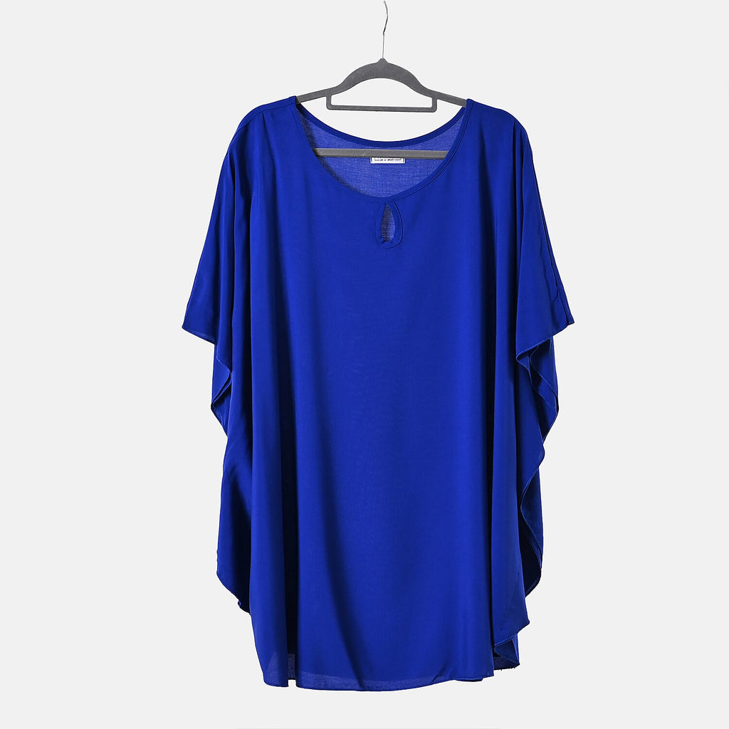 TAMSY 100% Viscose Round Neck Solid Top (One Size) - Blue