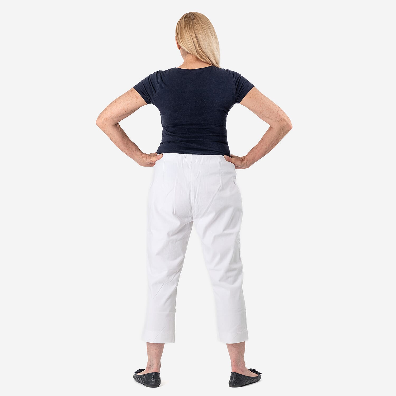 Tamsy White Stretch Twill Capri Jeans for Women - Cropped Fit (Size 16) -  White 7632469 3