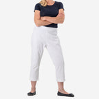Tamsy White Stretch Twill Capri Jeans for Women - Cropped Fit (Size 18) - White