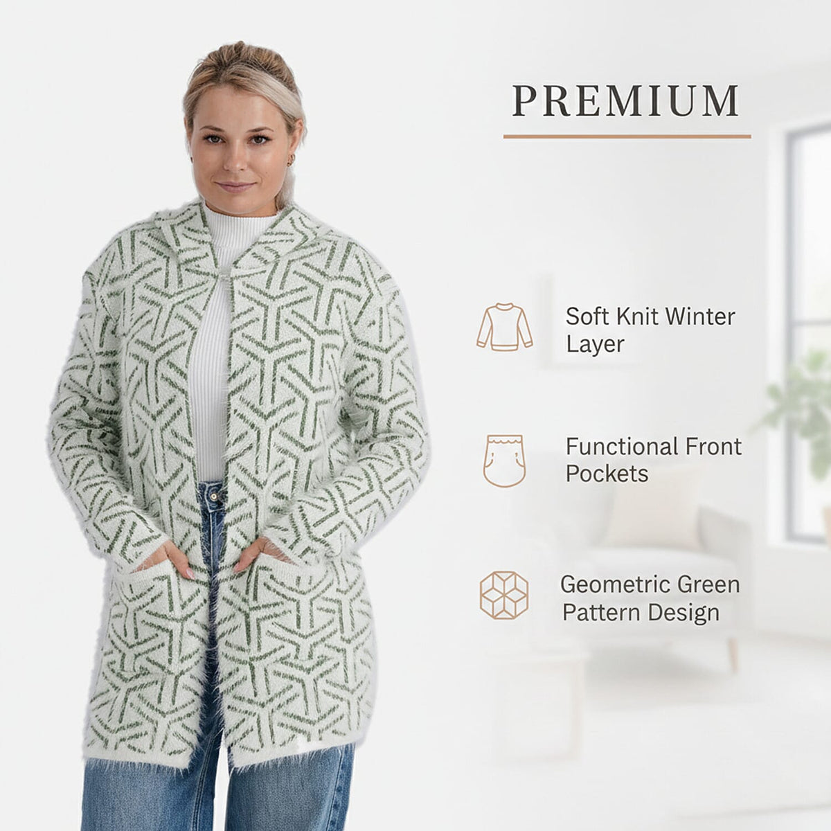 Tamsy Winter Women's Coatigan Hoodie with Pockets V32606348 3