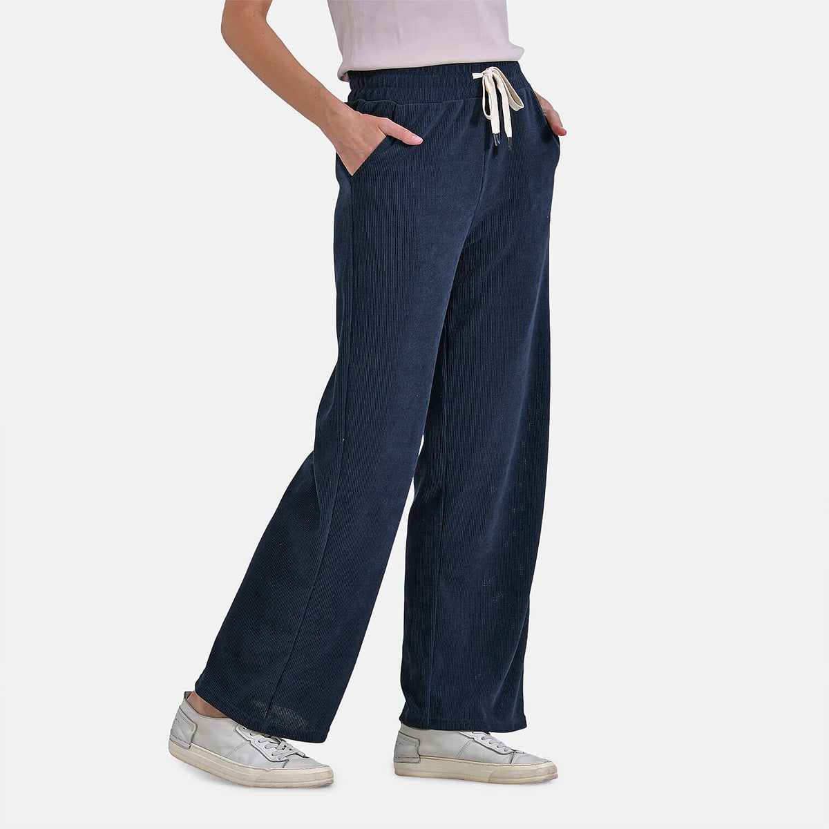 Tamsy Women's Relaxed Fit Corduroy Straight Leg Pants (Size XL) - Midnight Navy V32530830 3