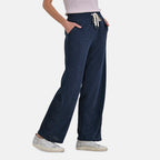 Tamsy Women's Relaxed Fit Corduroy Straight Leg Pants (Size XL) - Midnight Navy