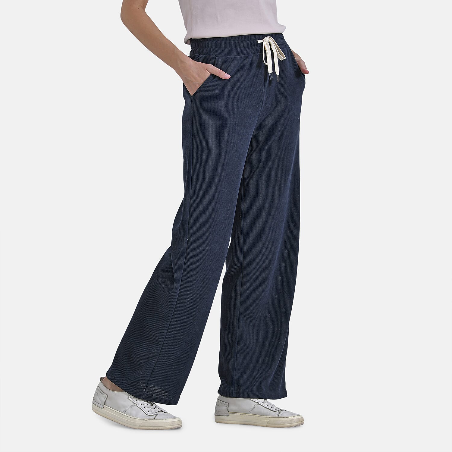 Tamsy Women's Relaxed Fit Corduroy Straight Leg Pants (Size XL) - Midnight Navy V32530830 3
