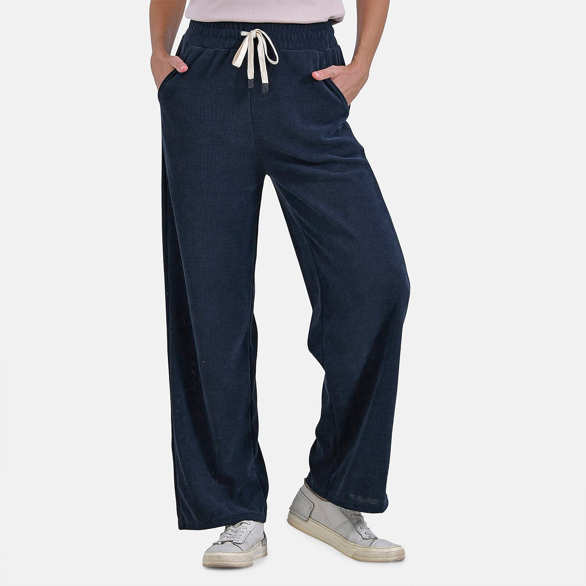 Tamsy Women's Relaxed Fit Corduroy Straight Leg Pants (Size XL) - Midnight Navy V32530830 4
