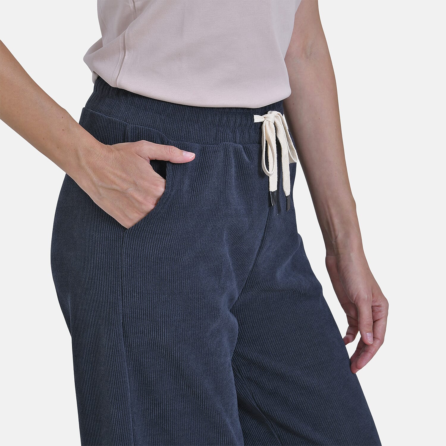 Tamsy Women's Relaxed Fit Corduroy Straight Leg Pants (Size XL) - Midnight Navy V32530830 5