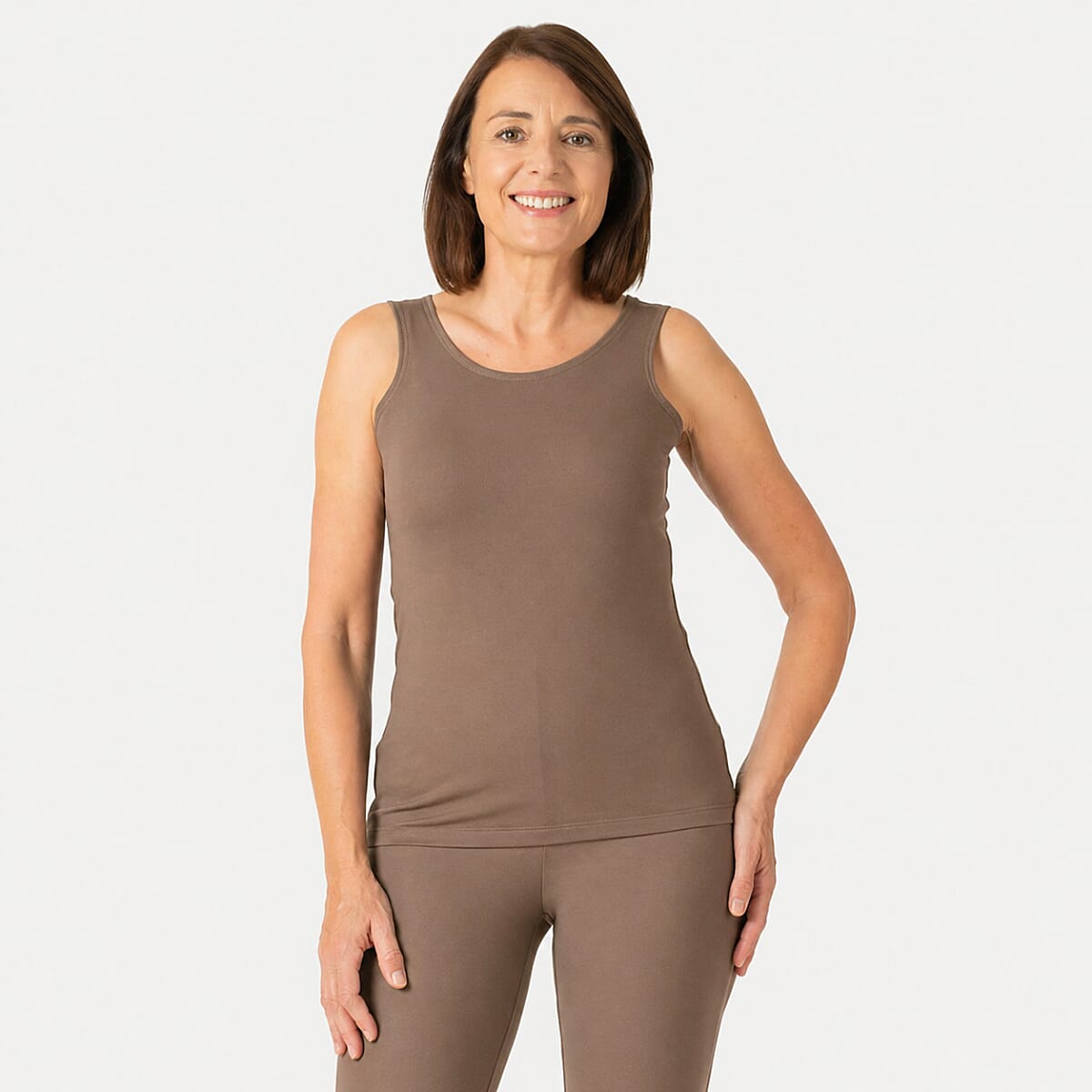 Tamsy Womens Regular Fit Sleeveless Tank Top (Size 8 to 10) - Mocha 8258272 0