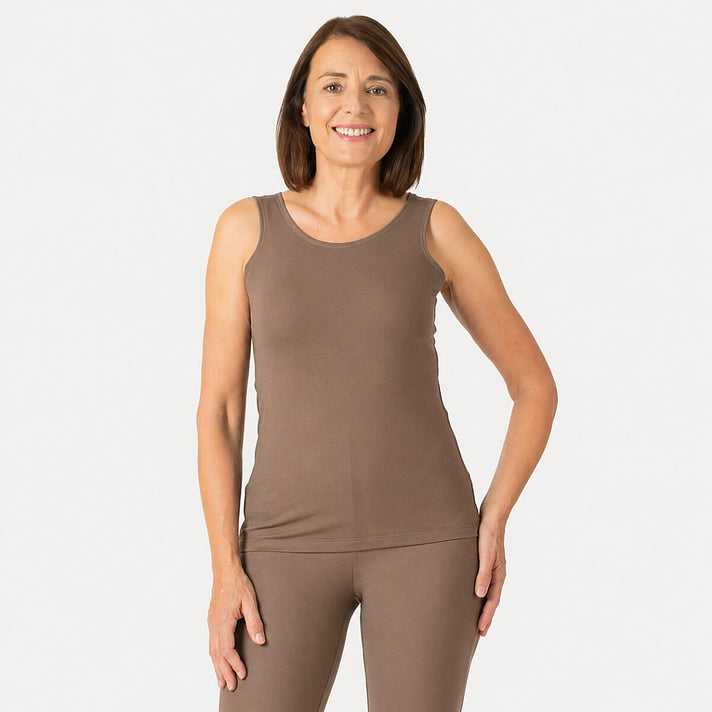 Tamsy Womens Regular Fit Sleeveless Tank Top (Size 8 to 10) - Mocha 8258272 1