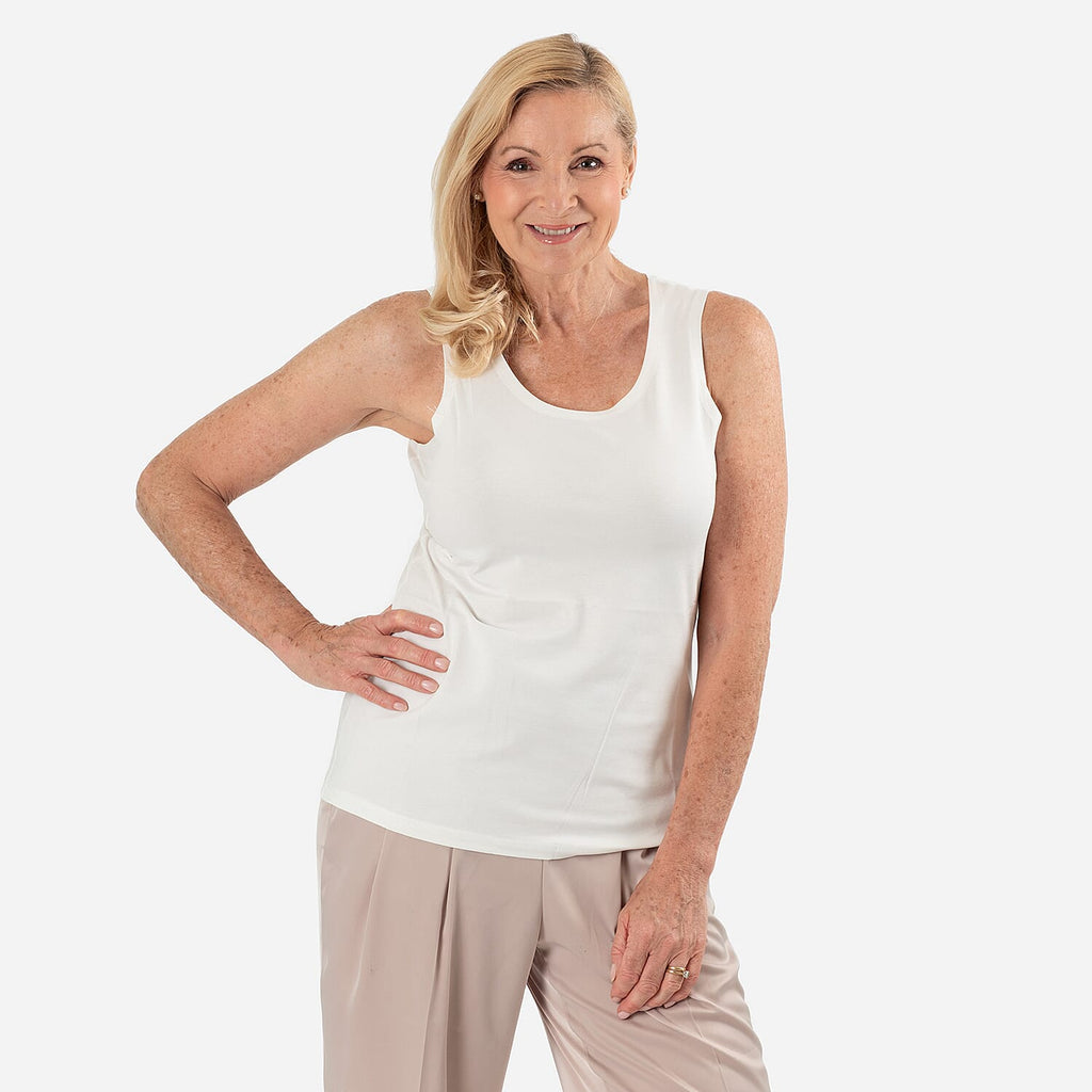 Tamsy Womens Regular Fit Sleeveless Tank Top (Size L) - White