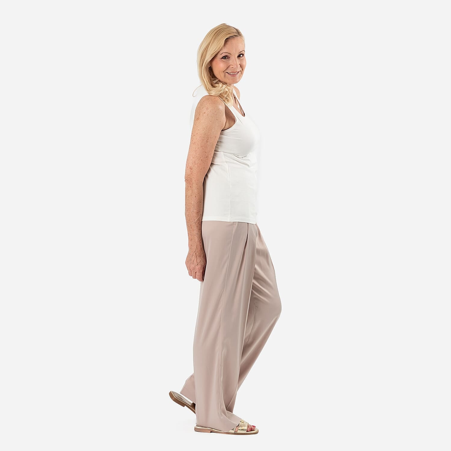 Tamsy Womens Regular Fit Sleeveless Tank Top (Size L) - White 7889107 4