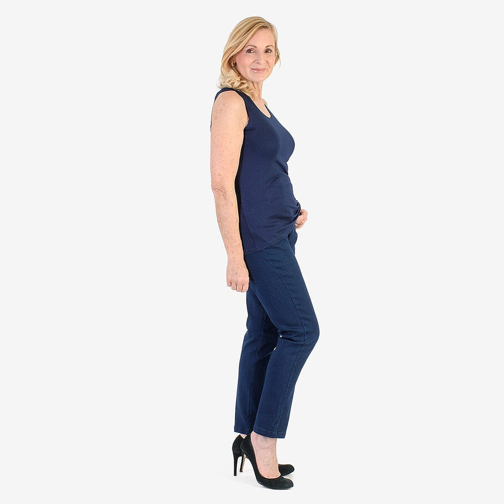 Tamsy Womens Regular Fit Sleeveless Tank Top (Size S) - Dark Blue