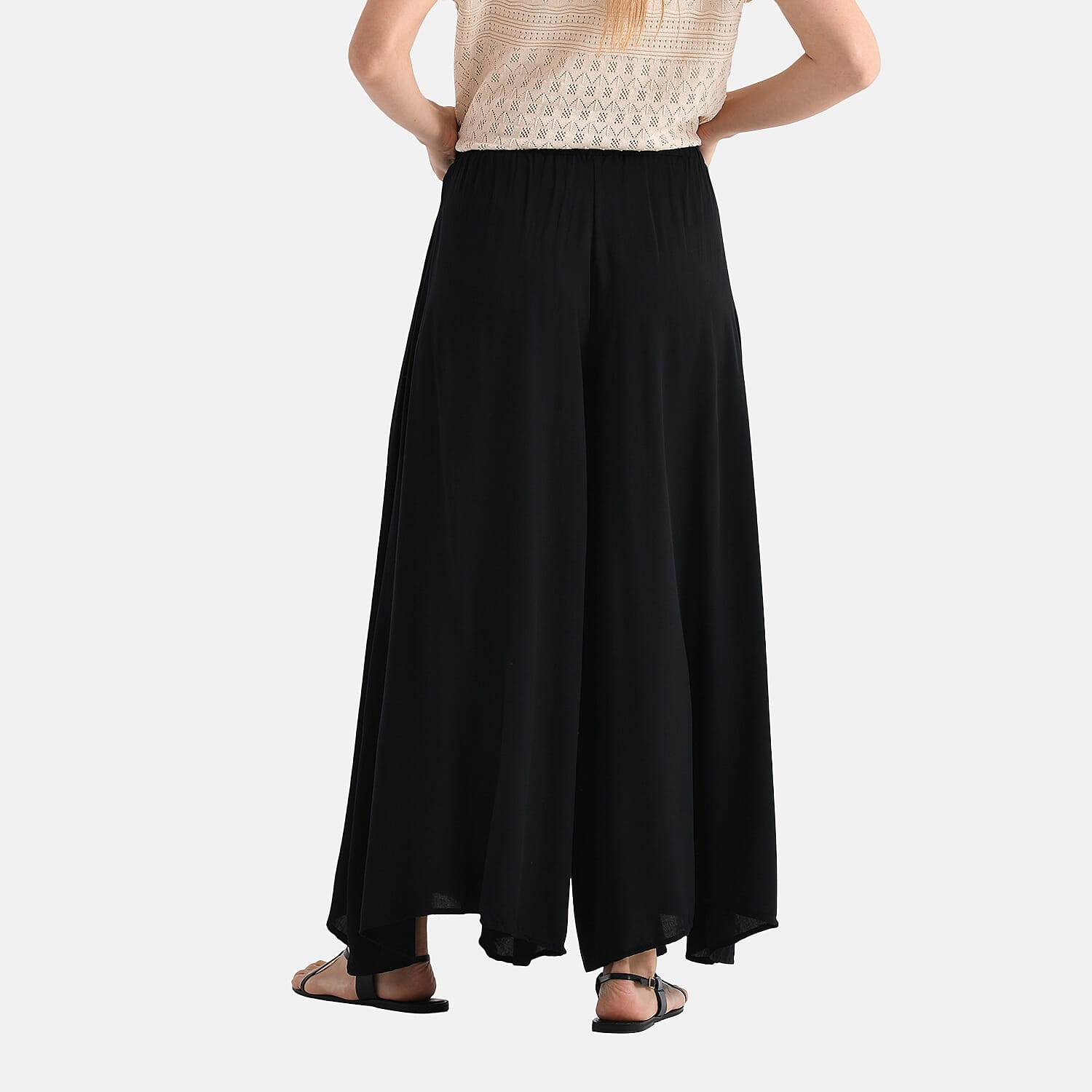 Tamsy Womens Relaxed Fit Elastic Waist Wide Leg Culottes V32518024 3