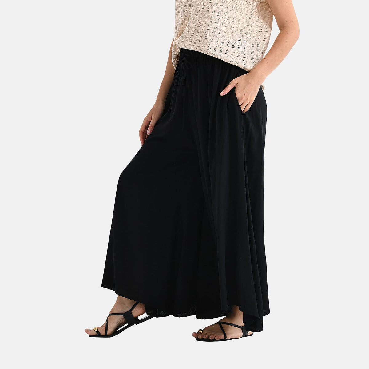 Tamsy Womens Relaxed Fit Elastic Waist Wide Leg Culottes V32518024 4
