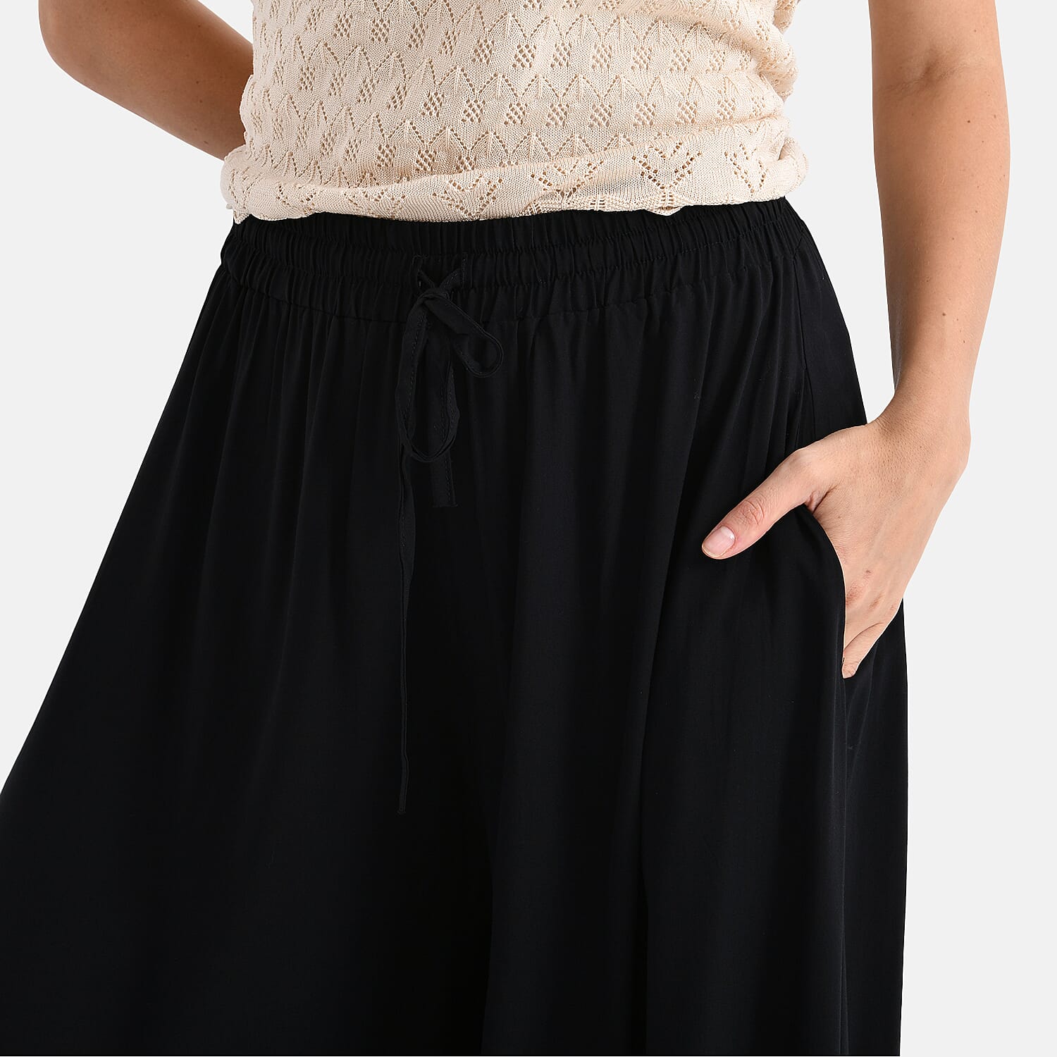 Tamsy Womens Relaxed Fit Elastic Waist Wide Leg Culottes V32518024 6