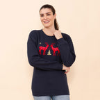 100% Cotton Fleece Knit Sweatshirt (Size M) - Navy